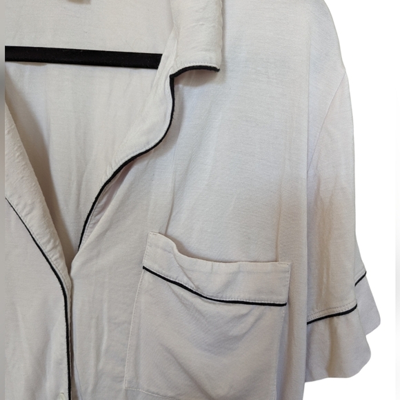 Eberjey light pink with black piping pajama top sz S - Picture 3 of 6